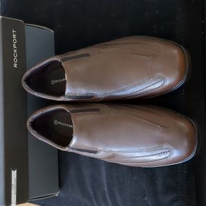 New Rockport Men's Brown Leather Shoes Size 7 Comfortable Slip On Adiprene
